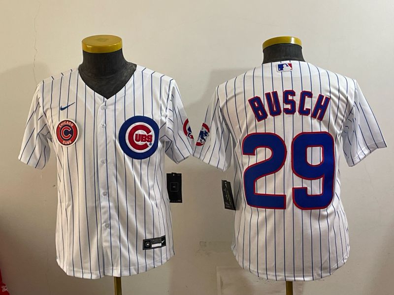 Youth Chicago Cubs #29 Busch White Stripe Game 2026 Nike MLB Jersey style 002->youth mlb jersey->Youth Jersey